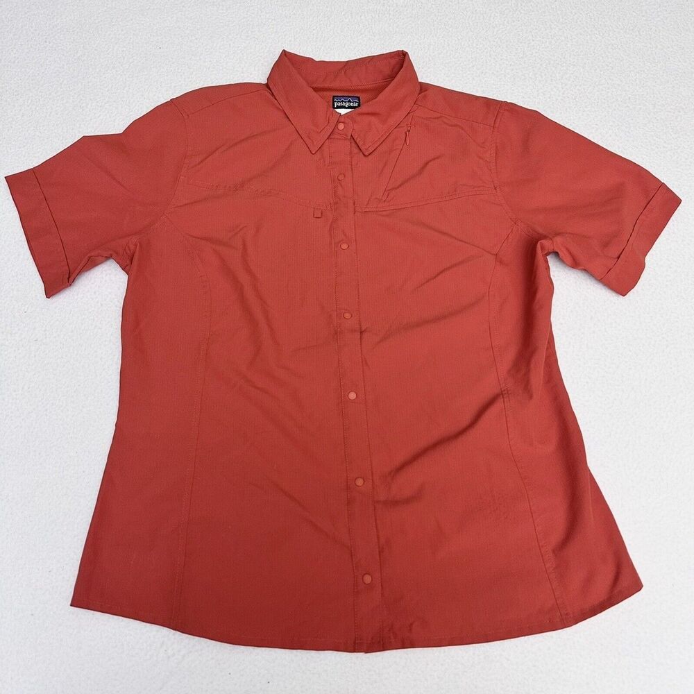 Patagonia Sol Patrol Womens 12 Orange Fishing Shirt Short Sleeve UPF Gorpcore